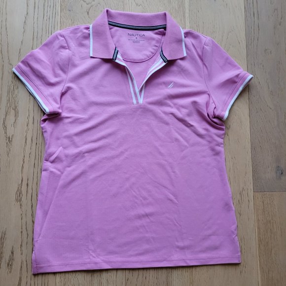 Nautica Sustainably Crafted Ocean Split-Neck Polo - Pink - Size Medium - Picture 1 of 6